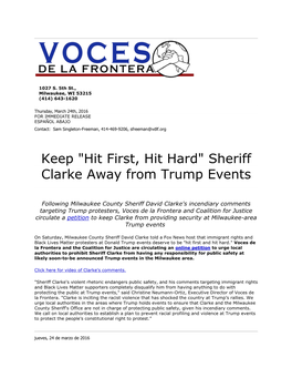Sheriff Clarke Away from Trump Events