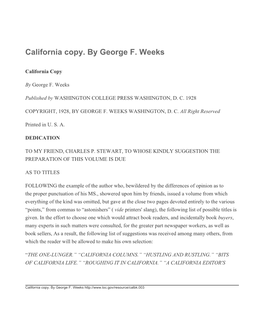 California Copy. by George F. Weeks