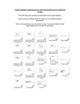Local Resident Submissions to the Cotswold Council Electoral Review