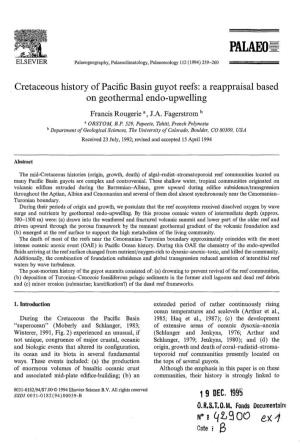 Cretaceous History of Pacific Basin Guyot Reefs: a Reappraisal Based on Geothermal Endo-Upwelling