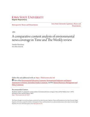 A Comparative Content Analysis of Environmental News Coverage in Time and the Eekw Ly Review Saritdet Marukatat Iowa State University