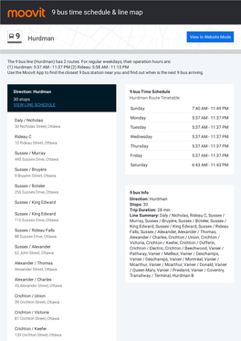 9 Bus Time Schedule & Line Route