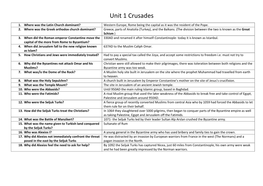 Unit 1 Crusades