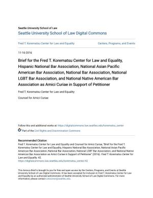 Brief for the Fred T. Korematsu Center for Law and Equality, Hispanic