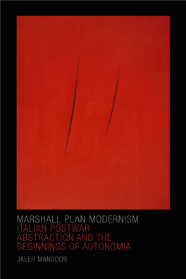 Marshall Plan Modernism Italian Postwar