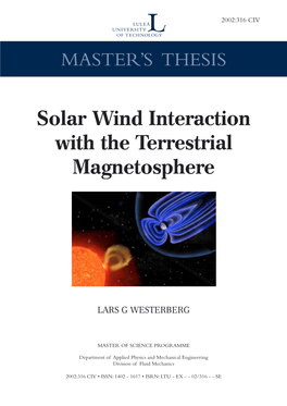 Solar Wind Interaction with the Terrestrial Magnetosphere