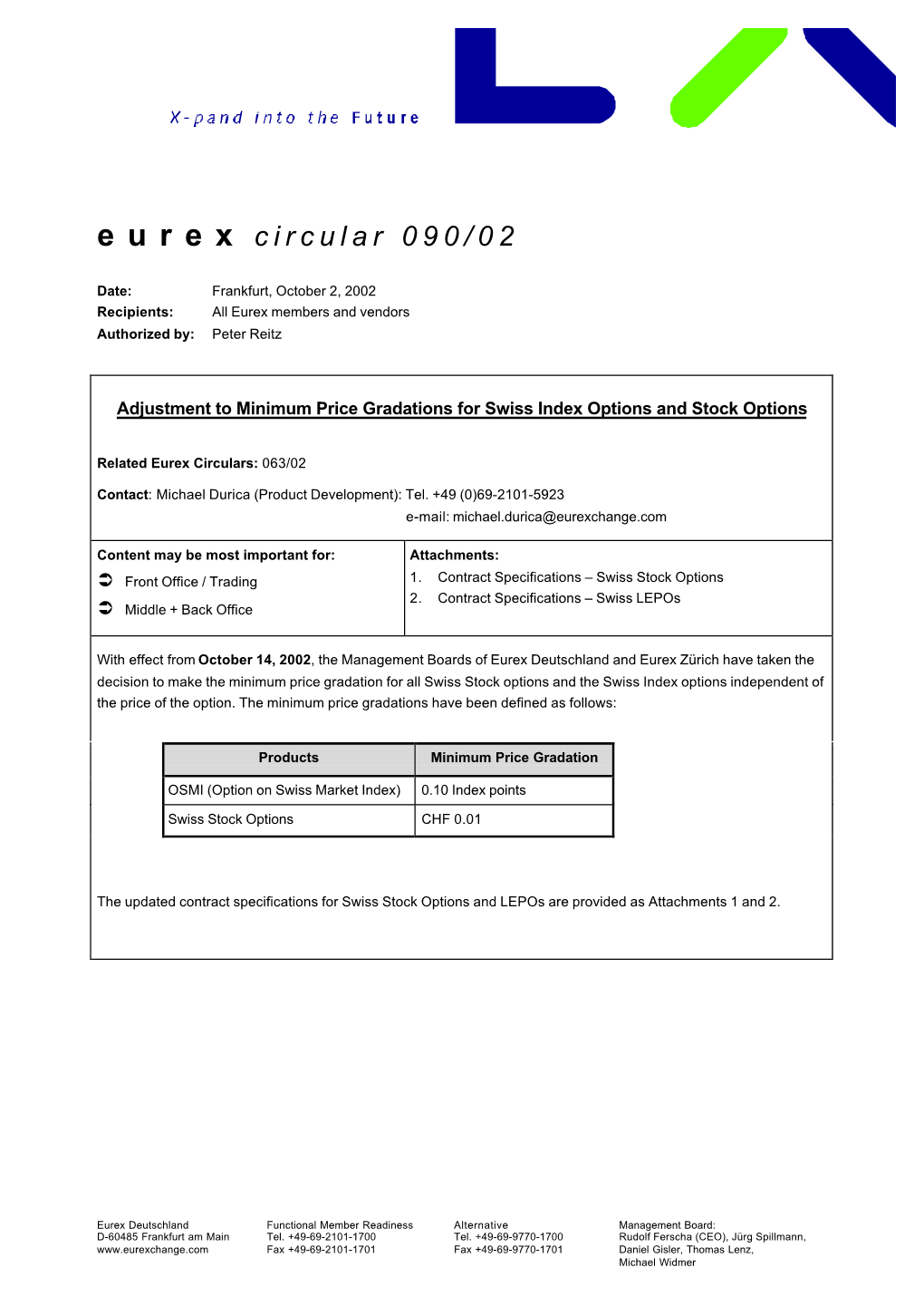 090/02-02.10.02-Adjustment to Minimum Price Gradations for Swiss Index Options and Stock Options