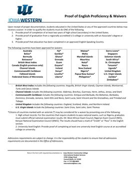 Proof of English Proficiency & Waivers