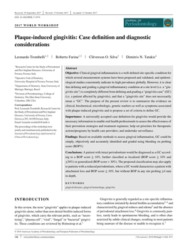 Plaque-Induced Gingivitis: Case Definition and Diagnostic