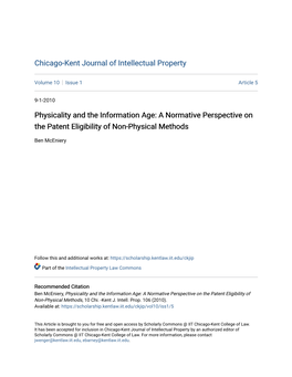 A Normative Perspective on the Patent Eligibility of Non-Physical Methods