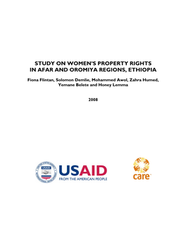 Study on Women's Property Rights in Afar and Oromiya Regions, Ethiopia