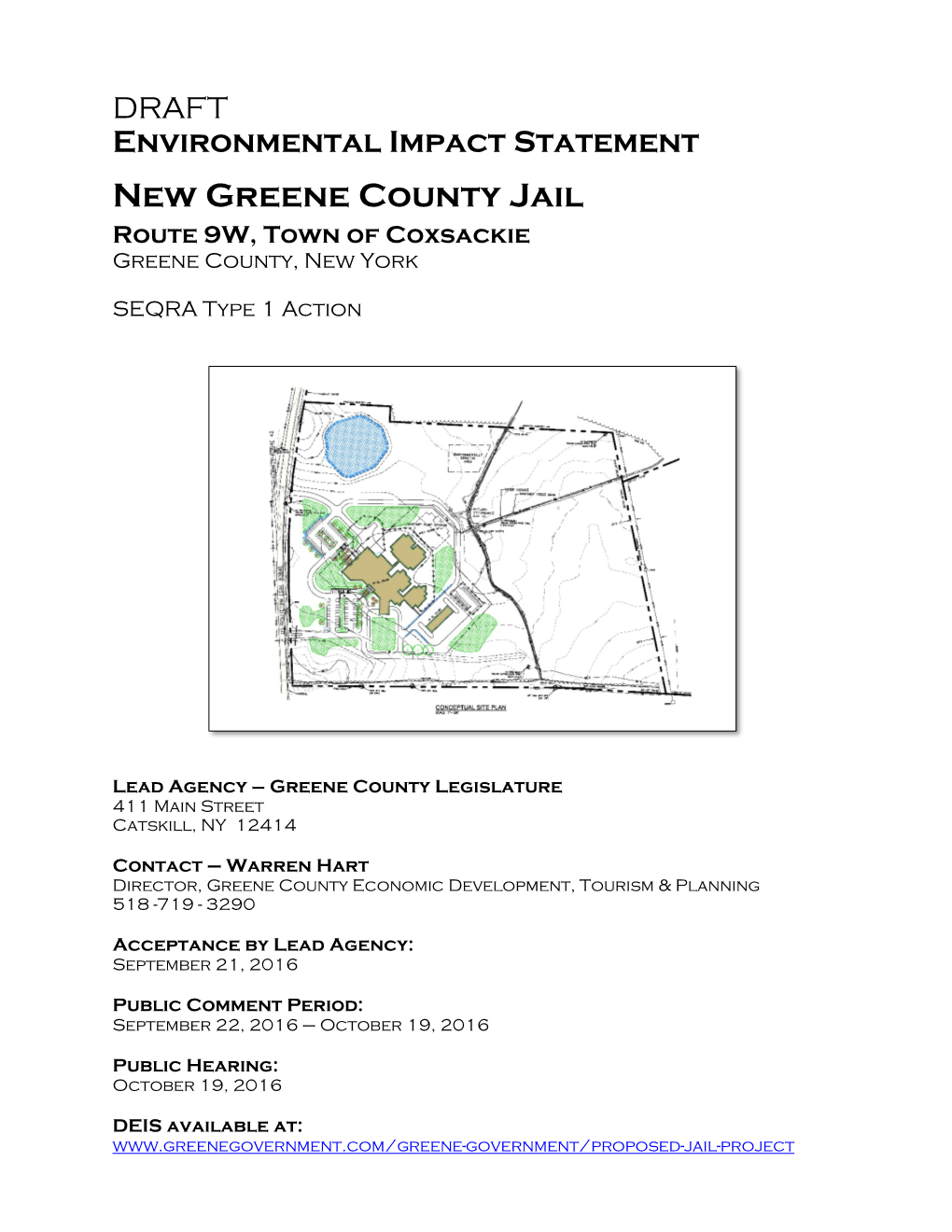 Environmental Impact Statement New Greene County Jail