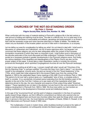 CHURCHES of the NOT-SO-STANDING ORDER by Peter J