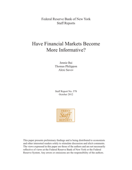 Have Financial Markets Become More Informative?