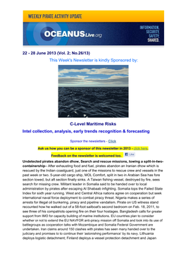 This Week's Newsletter Is Kindly Sponsored By: C-Level Maritime