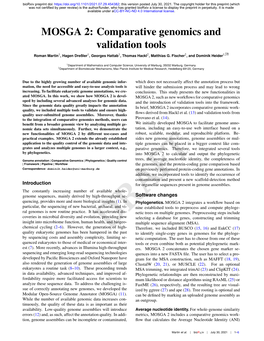 MOSGA 2: Comparative Genomics and Validation Tools
