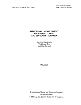 Discussion Paper No. 1088 STRUCTURAL UNEMPLOYMENT