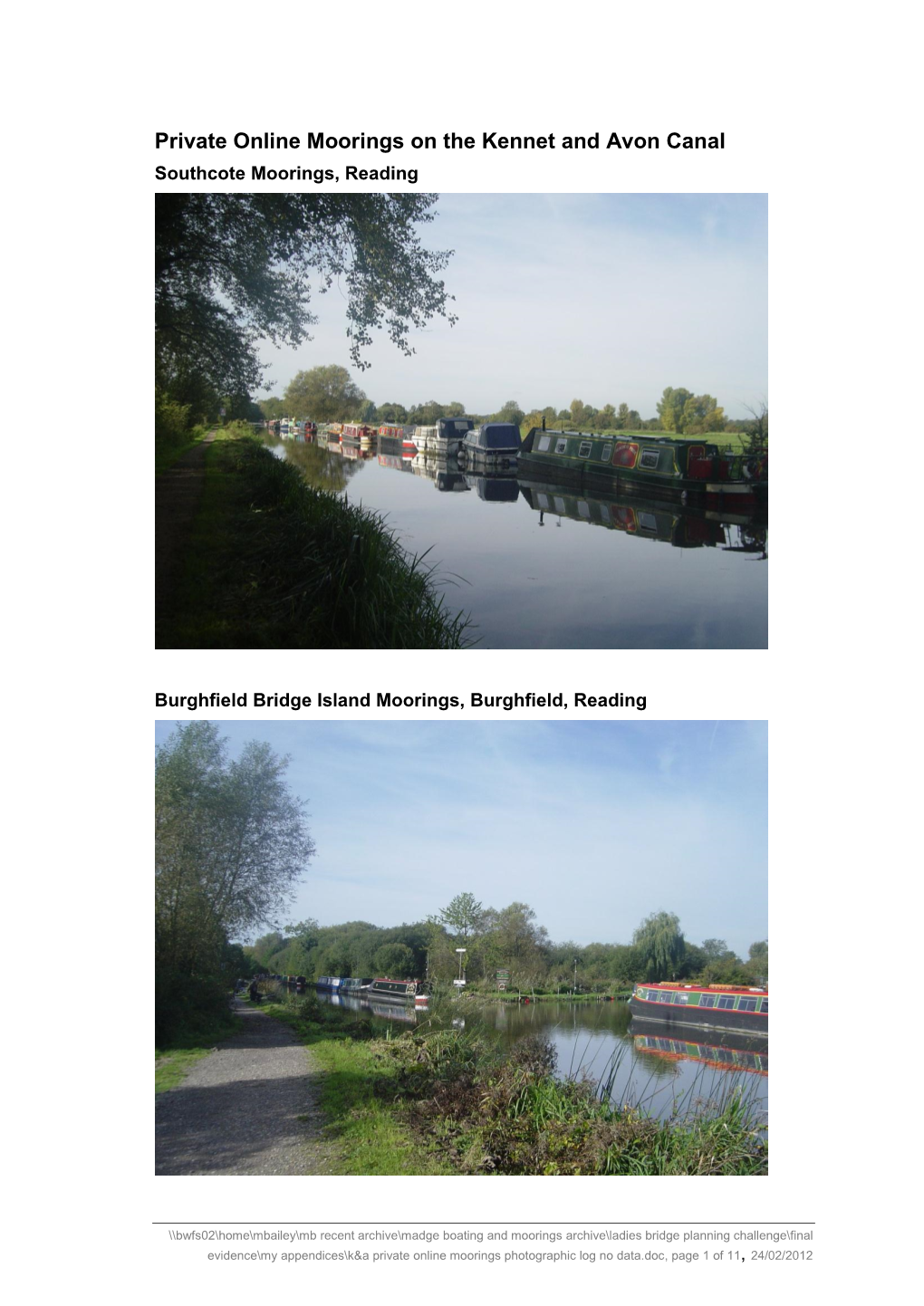 Private Online Moorings on the Kennet and Avon Canal Southcote Moorings, Reading