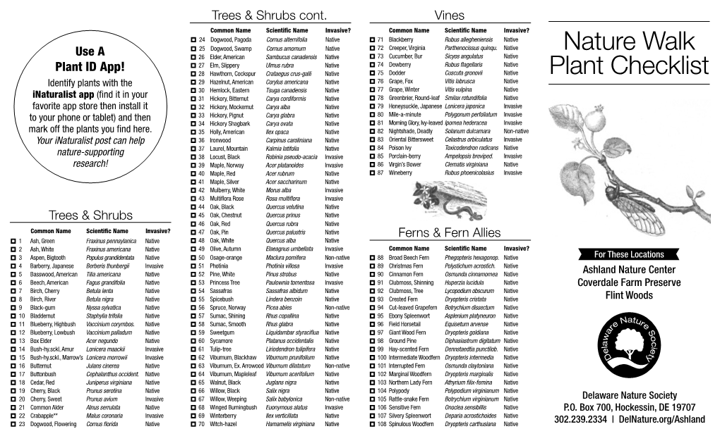 Nature Walk Plant Checklist