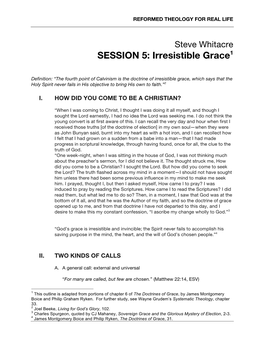 SESSION 5: Irresistible Grace1