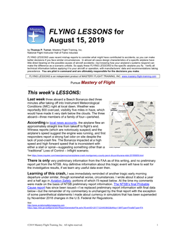FLYING LESSONS for August 15, 2019 by Thomas P