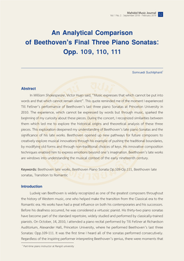 An Analytical Comparison of Beethoven's Final Three Piano