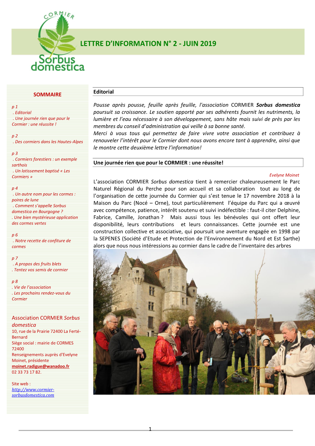 Lettre D'information – Association CORMIER Sorbus Domestica