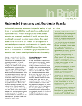 Unintended Pregnancy and Abortion in Uganda