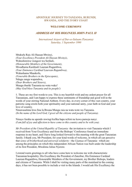 Address of His Holiness John Paul Ii