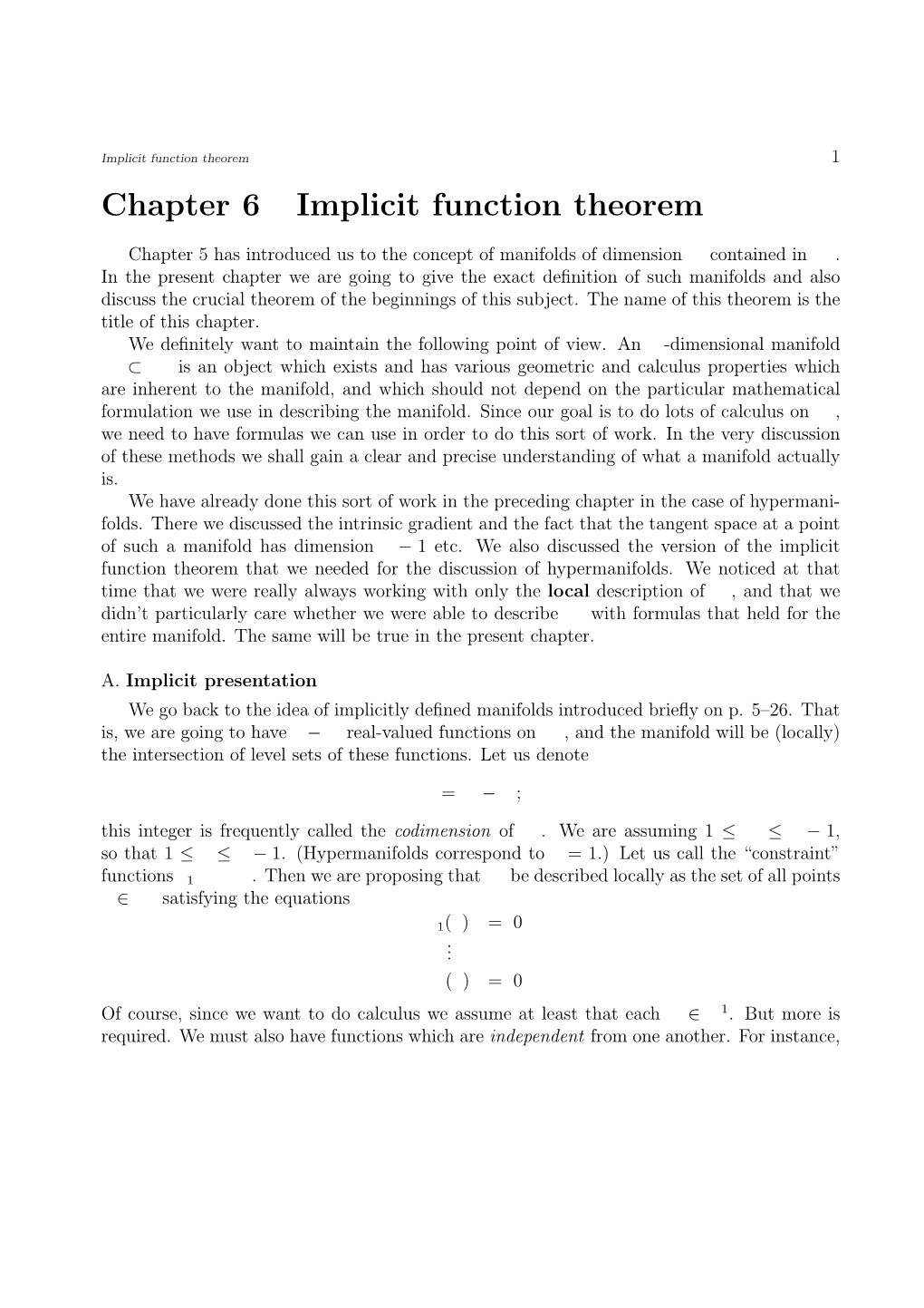 Chapter 6 Implicit Function Theorem