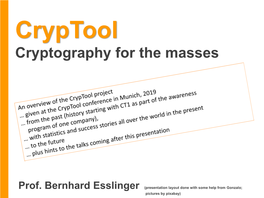 Bernhard Esslinger: Cryptool – Cryptography for the Masses