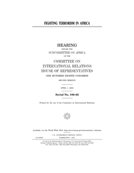 Fighting Terrorism in Africa Hearing Committee On