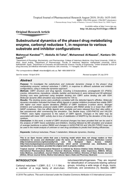 Substructural Dynamics of the Phase-I Drug Metabolizing Enzyme, Carbonyl Reductase 1, in Response to Various Substrate and Inhibitor Configurations