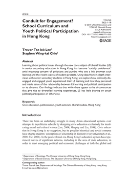 School Curriculum and Youth Political Participation in Hong Kong