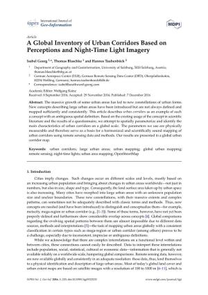 A Global Inventory of Urban Corridors Based on Perceptions and Night-Time Light Imagery
