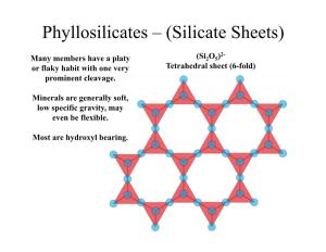Phyllosilicates – (Silicate Sheets)