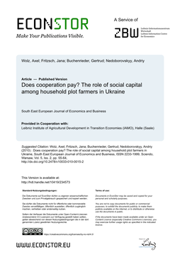 The Role of Social Capital Among Household Plot Farmers in Ukraine