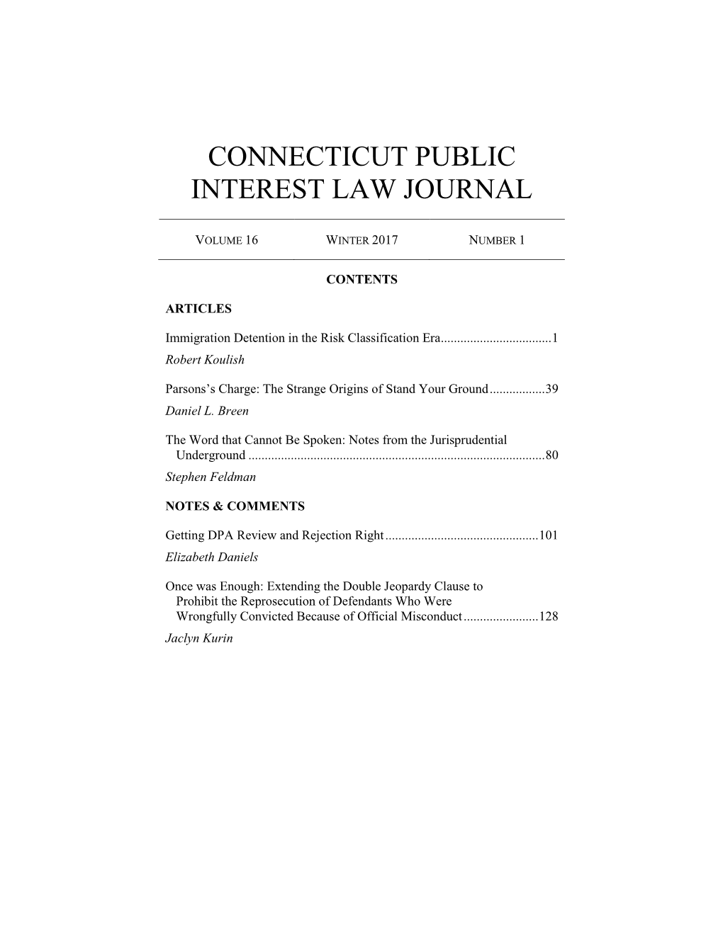 Connecticut Public Interest Law Journal
