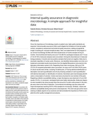 Internal Quality Assurance in Diagnostic Microbiology: a Simple Approach for Insightful Data