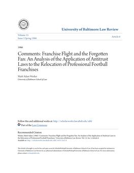 Franchise Flight and the Forgotten Fan: an Analysis of the Application