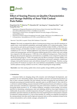 Effect of Searing Process on Quality Characteristics and Storage