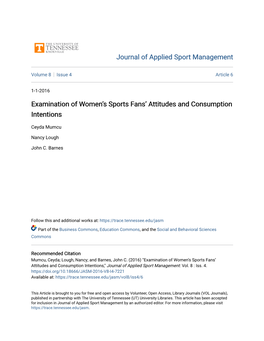Examination of Women's Sports Fans' Attitudes and Consumption Intentions