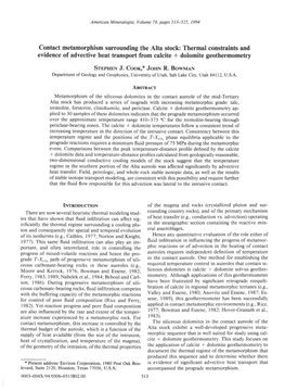 Contact Metamorphism Surrounding the Alta Stock Thermal Constraints