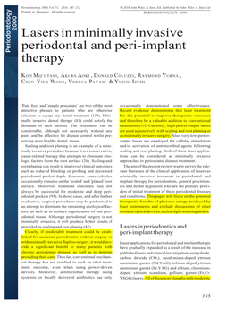 Lasers in Minimally Invasive Periodontal and Peri-Implant Therapy