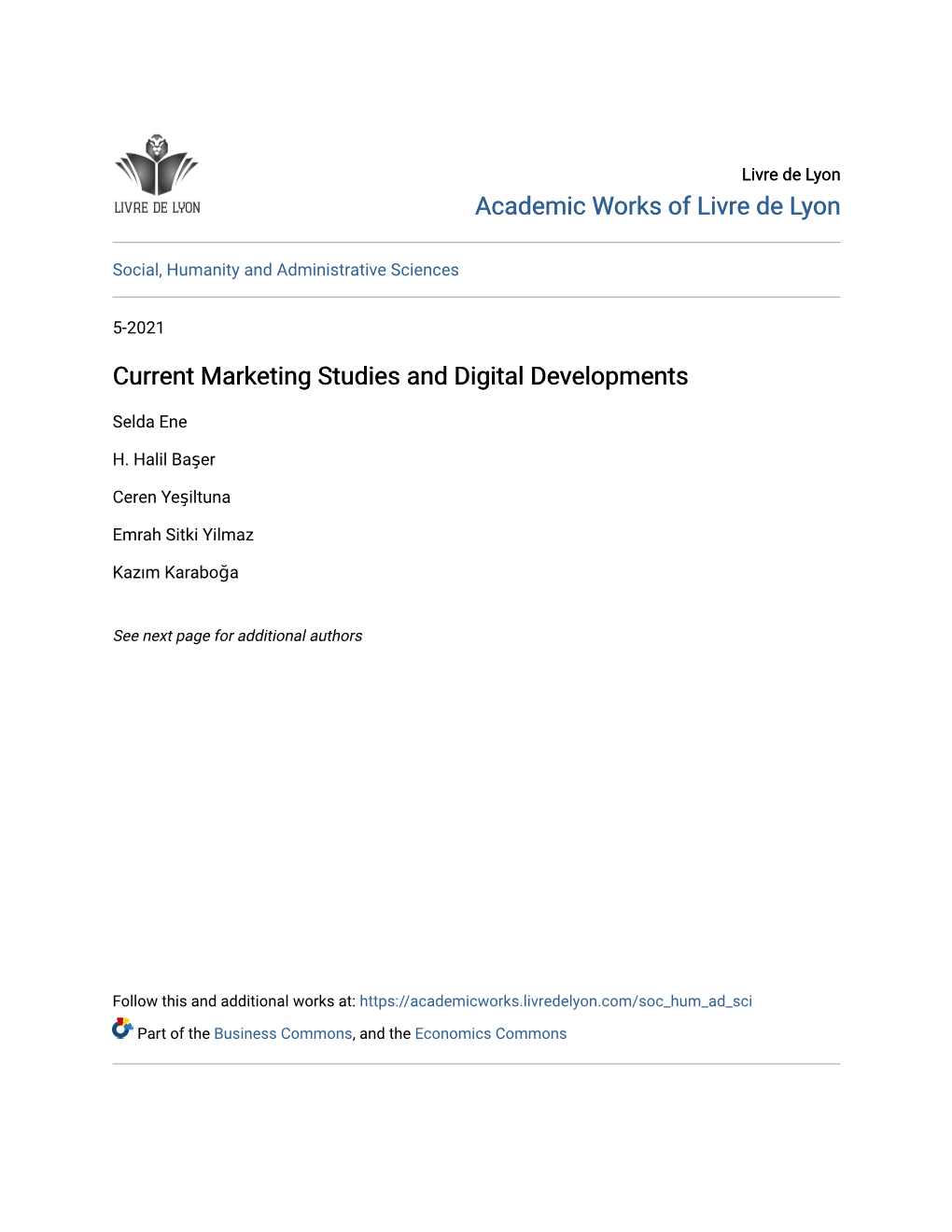 Current Marketing Studies and Digital Developments