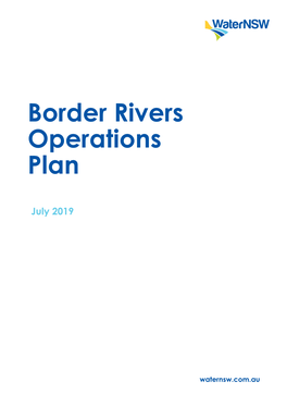 Border Rivers Operations Plan – July 2019 2