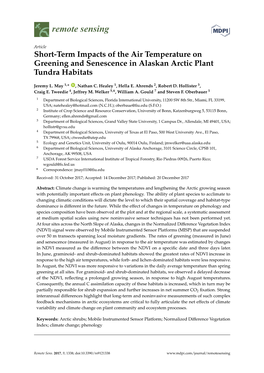 Short-Term Impacts of the Air Temperature on Greening and Senescence in Alaskan Arctic Plant Tundra Habitats