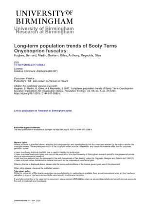 Long-Term Population Trends of Sooty Terns Onychoprion Fuscatus: Implications for Conservation Status', Population Ecology, Vol