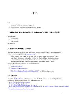 1 Exercises from Foundations of Semantic Web Technologies 2 FOAF