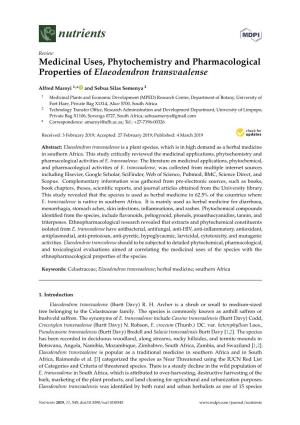 Medicinal Uses, Phytochemistry and Pharmacological Properties of Elaeodendron Transvaalense